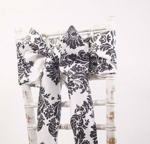 Black & White Print Taffeta Sash